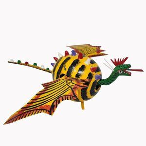 Handmade Large Dragon Alebrije With Bobble Head Wings Tail 12"